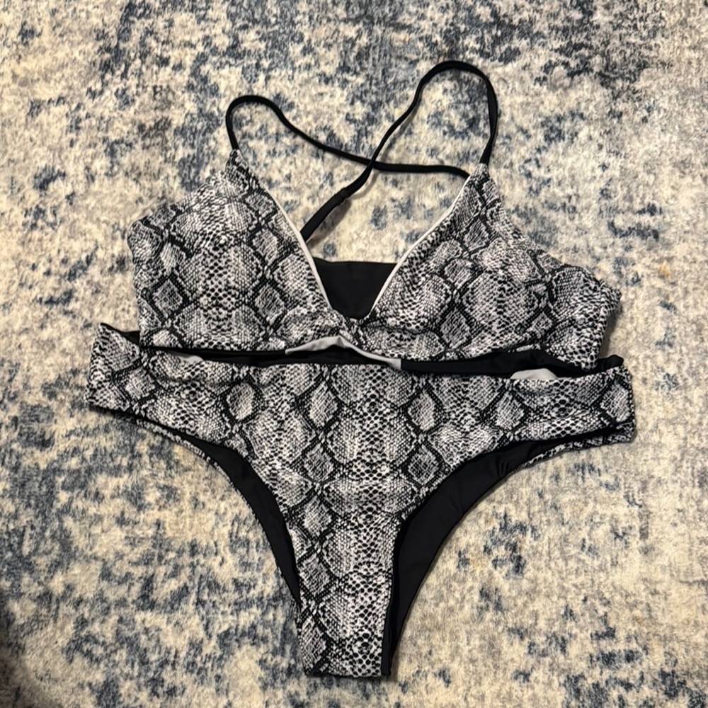 Reversible Snakeskin Print Bikini Set
